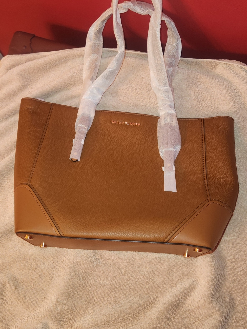Michael Kors Cognac Leather Shoulder Tote